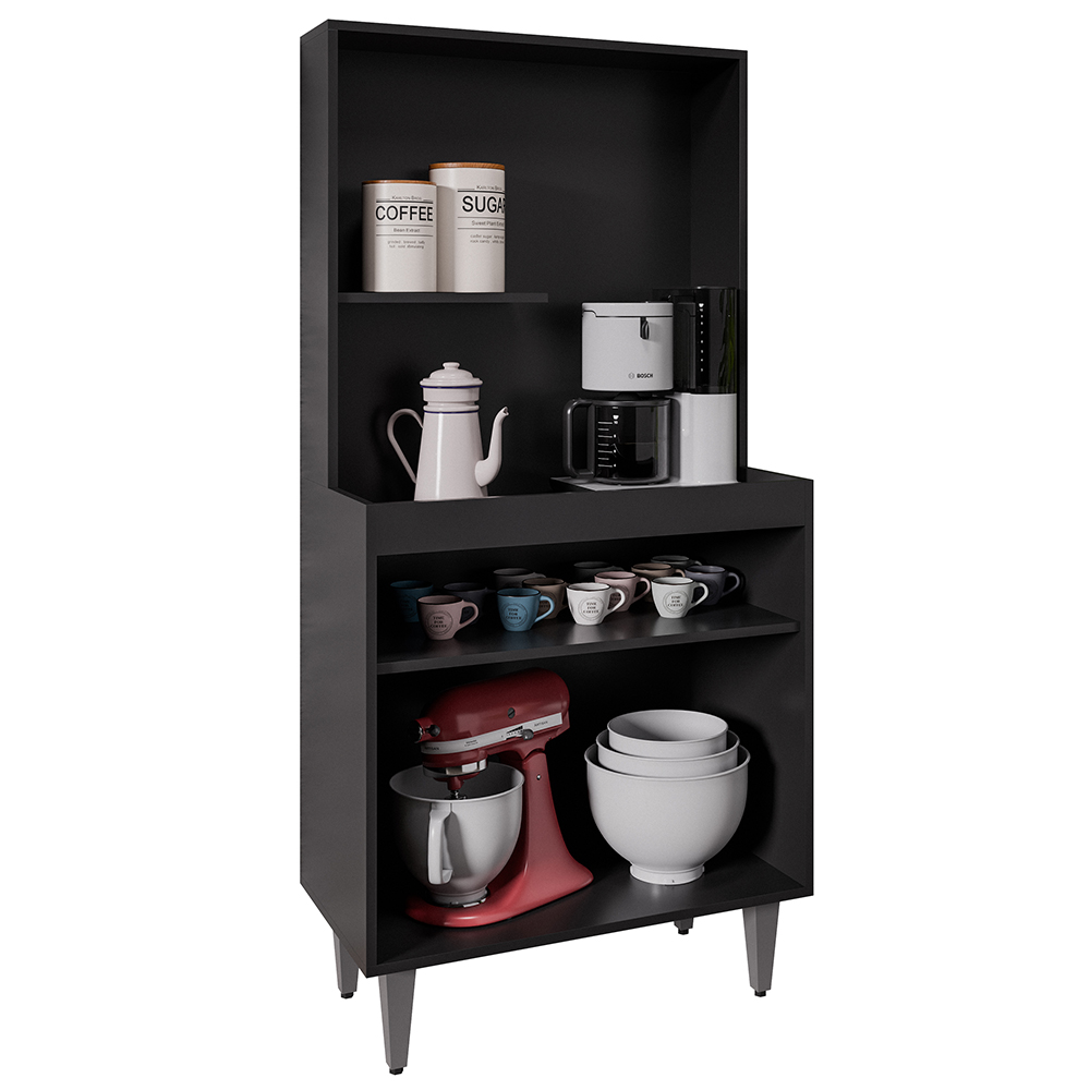 Armário de Cozinha 2 Portas Cantinho do Café 70cm Bella M24 Preto - Mpozenato