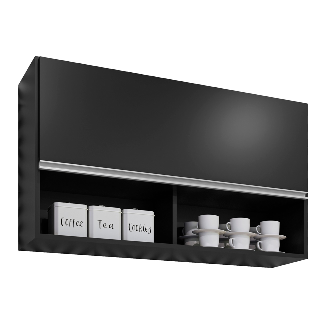 Armário de Cozinha Aéreo 100cm Basculante Mia M24 Preto - Mpozenato