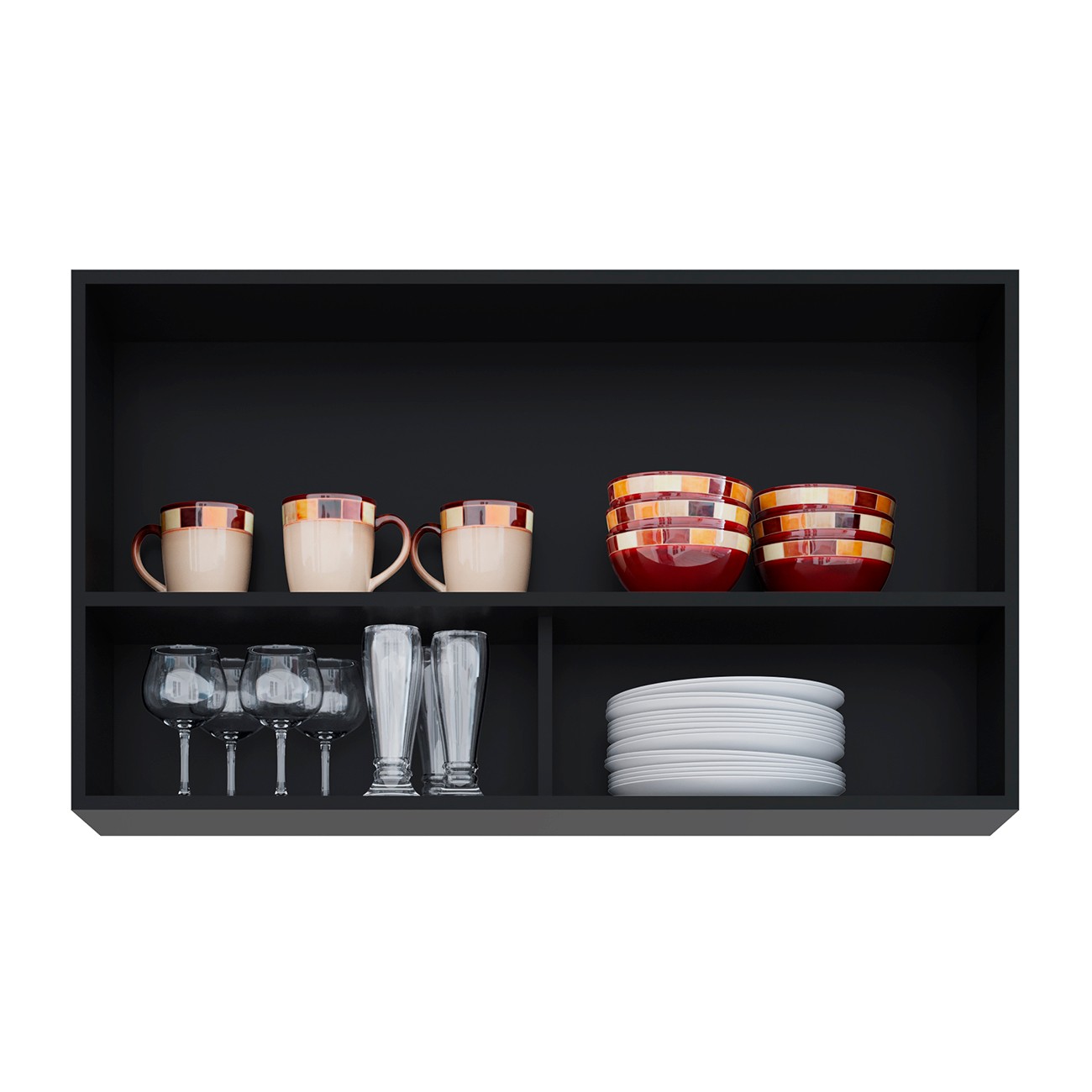 Armário de Cozinha Aéreo 100cm Basculante Mia M24 Preto - Mpozenato