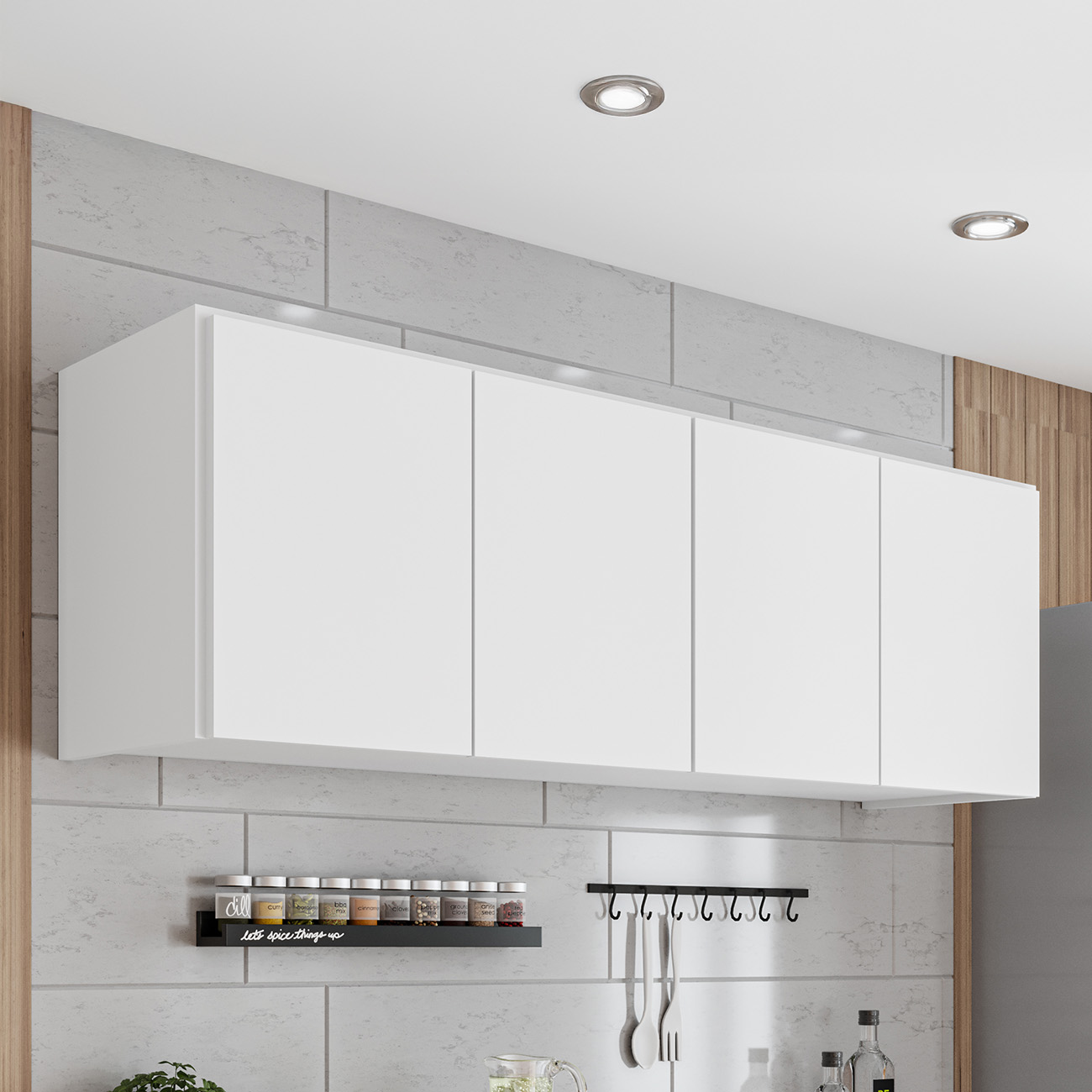 Armário de Cozinha Aéreo 118cm 4 Portas Monna Branco Z34    - Mpozenato