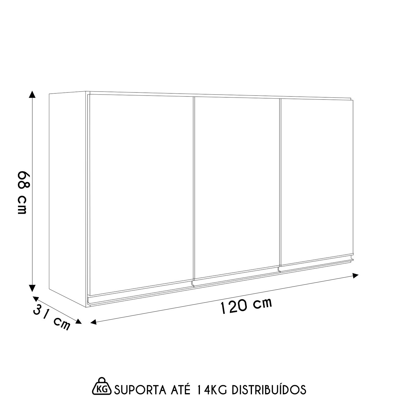 Armário de Cozinha Aéreo 120cm Maly N03 Carvalho/Grafite - Mpozenato
