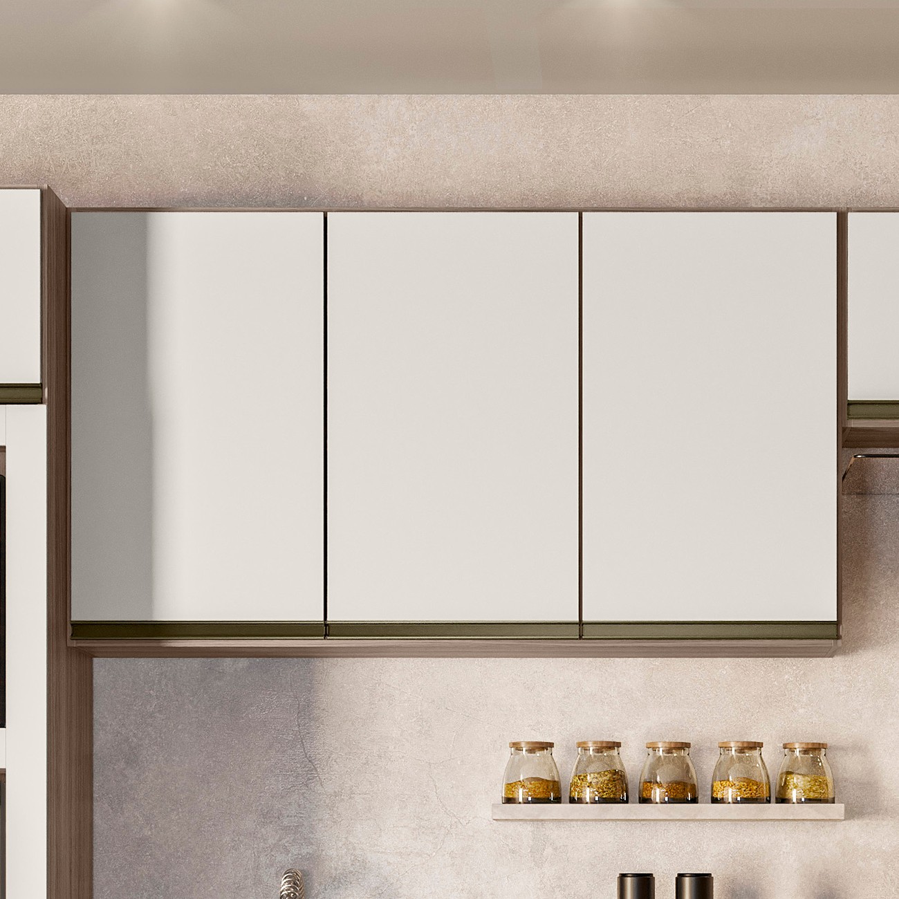 Armário de Cozinha Aéreo 120cm Maly N03 Carvalho/Off White - Mpozenato