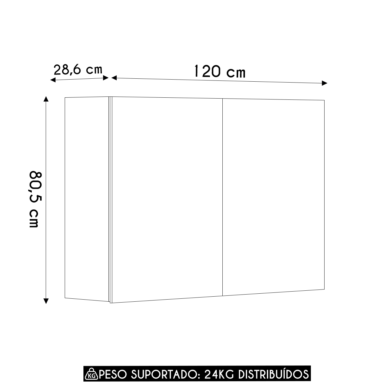 Armário de Cozinha Aéreo 2 Portas 120cm Minsk Freijó Z06 - Mpozenato