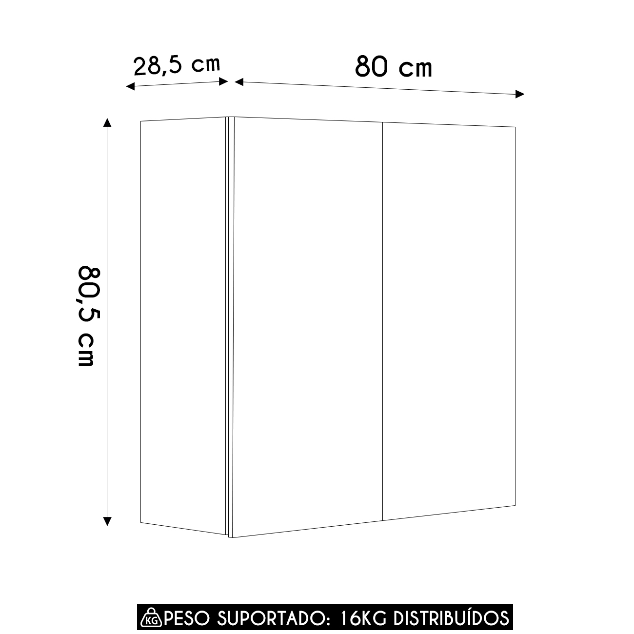 Armário de Cozinha Aéreo 2 Portas 80cm Minsk Freijó Z06 - Mpozenato