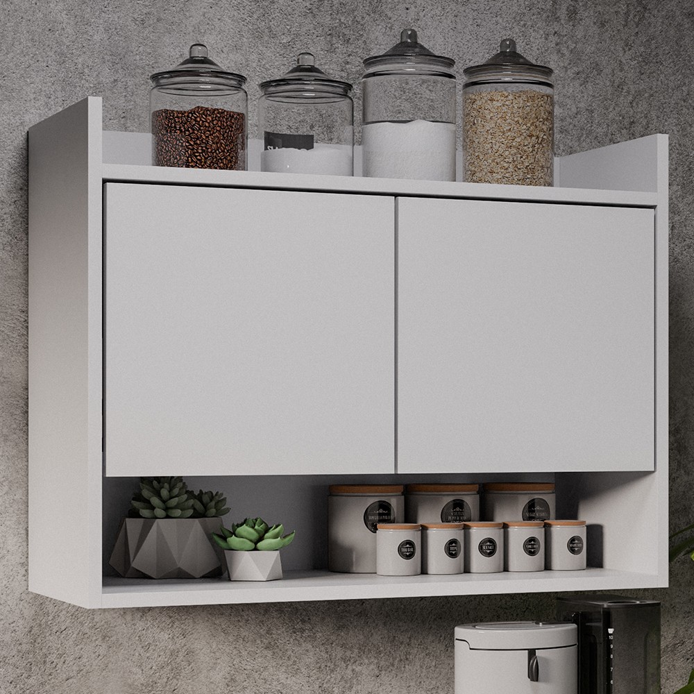 Armário de Cozinha Aéreo 71cm 2 Portas 1 Nicho Ceci M24 Branco - Mpozenato