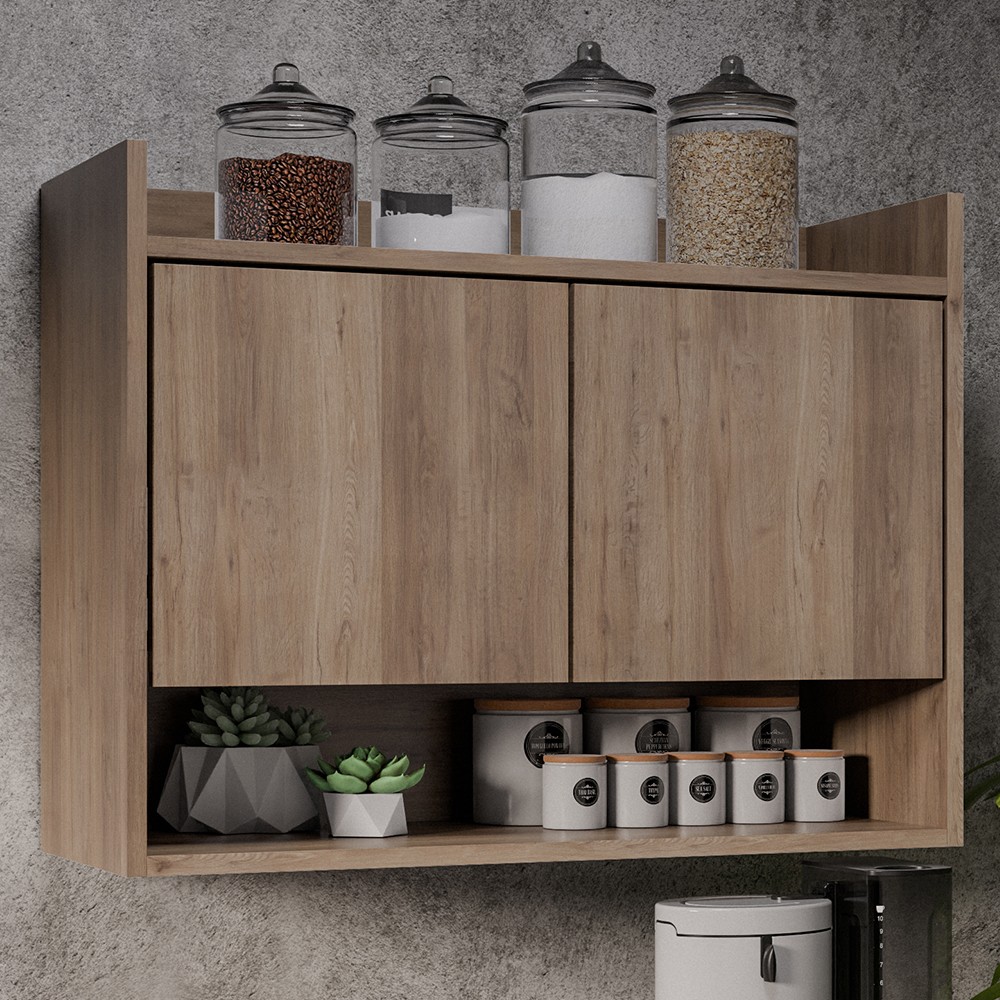 Armário de Cozinha Aéreo 71cm 2 Portas 1 Nicho Ceci Z34 Freijó - Mpozenato