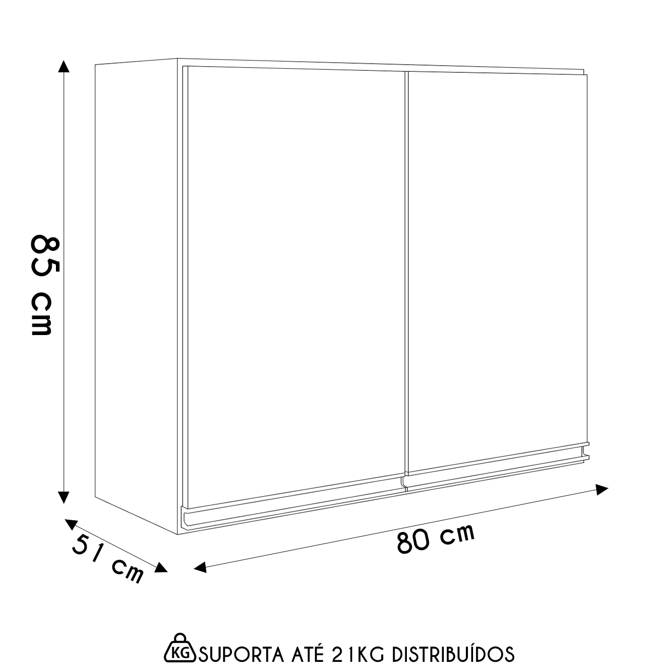 Armário de Cozinha Aéreo 80cm Maly N03 Carvalho/Off White - Mpozenato