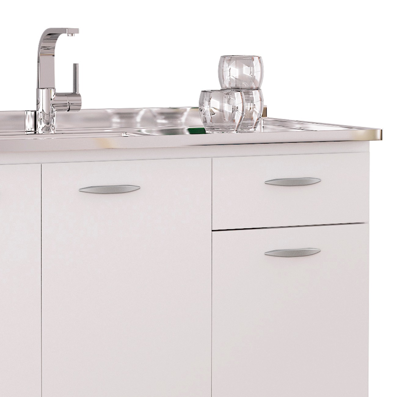 Armário de Cozinha CP01 Com Pia Inox Classic P11 Branco - Mpozenato
