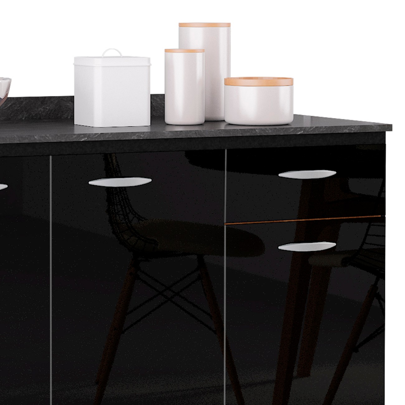 Armário de Cozinha CP01 Com Tampo 120cm Classic P11 Preto - Mpozenato