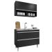 Armário de Cozinha Com Nichos CP01 Com Pia 100cm Z34 Preto  - Mpozenato