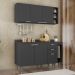 Armário de Cozinha Com Tampo CP08 140cm Pérola Preto Z34      - Mpozenato
