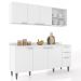 Armário de Cozinha Com Tampo CP10 180cm Pérola Branco Z34     - Mpozenato