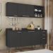 Armário de Cozinha Com Tampo CP10 180cm Pérola Preto Z34      - Mpozenato