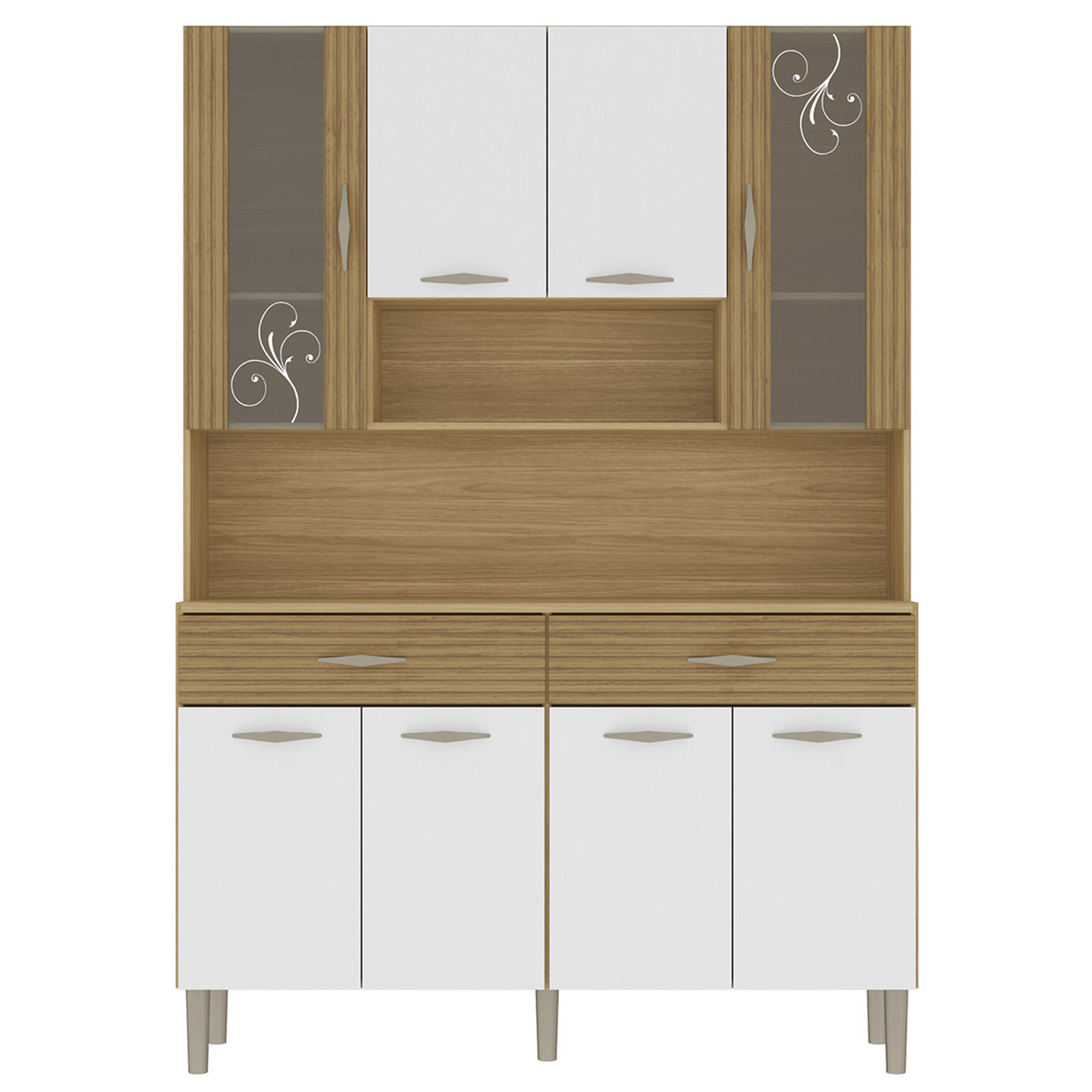 Armário de Cozinha Compacta 121cm Bruna Plus Freijó/Supremo Z06 - Mpozenato