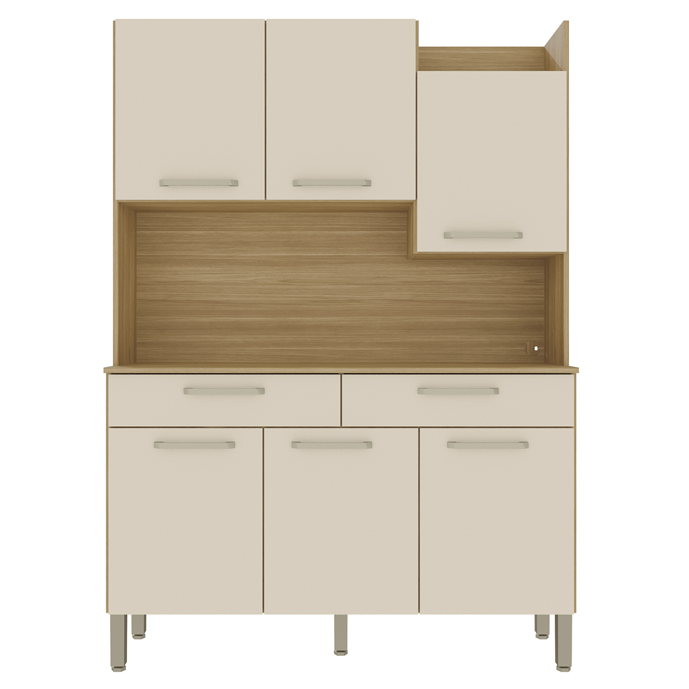 Armário de Cozinha Compacta 132cm Stella Plus Freijó/Soft Z06 - Mpozenato