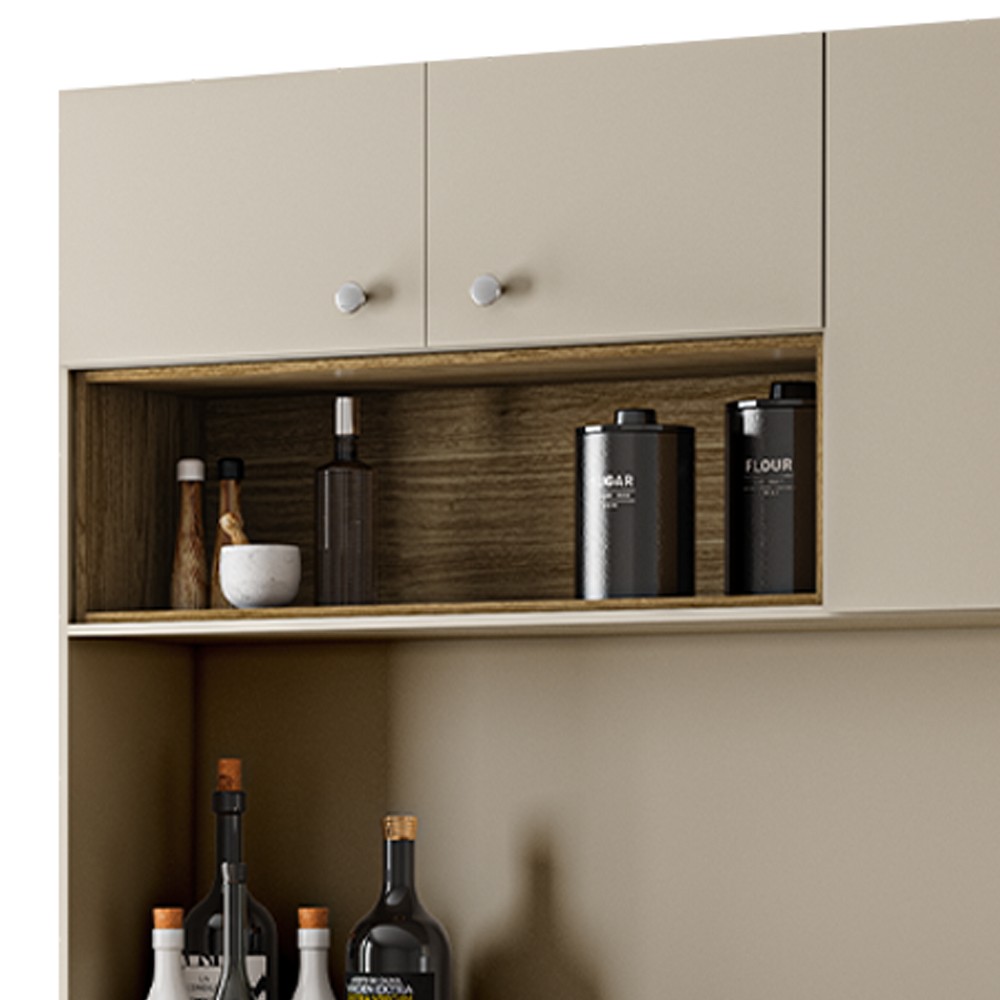 Armário de Cozinha Compacta 182cm Mary K02 Freijó/Vanilla - Mpozenato