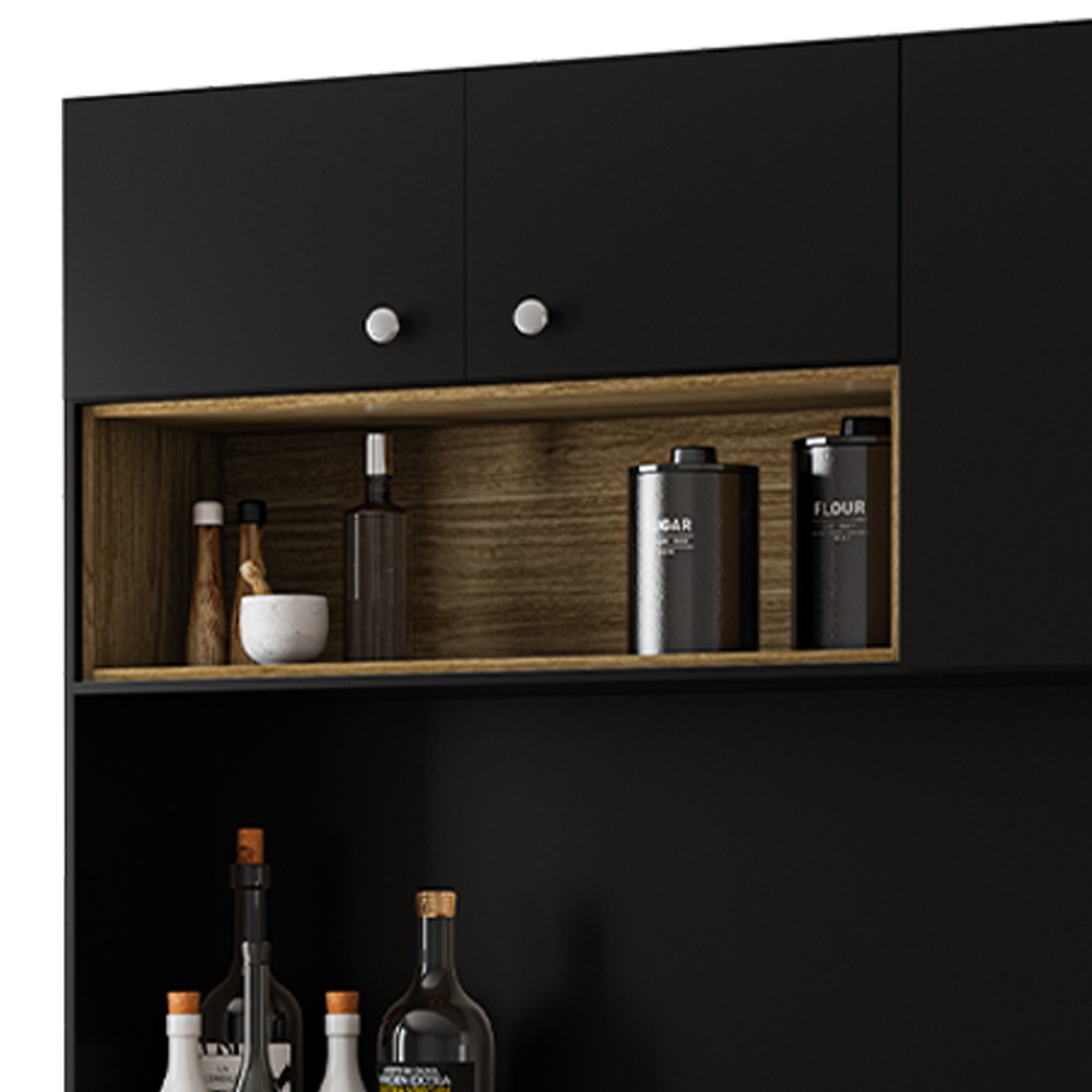 Armário de Cozinha Compacta 182cm Mary Z06 Freijó/Nero - Mpozenato