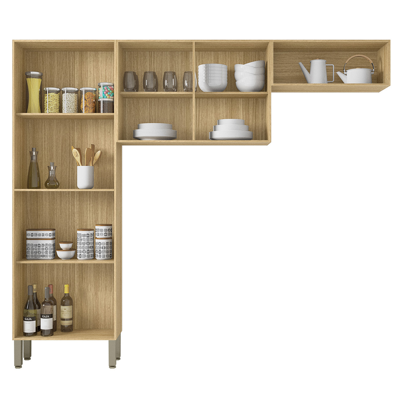 Armário de Cozinha Compacta 221cm Vivian Freijó/Gris Z06 - Mpozenato