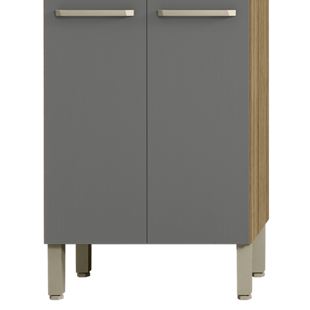 Armário de Cozinha Compacta 251cm Louis K02 Freijó/Gris - Mpozenato