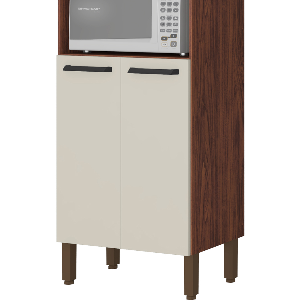 Armário de Cozinha Compacta 251cm Louis K02 Nogueira/Off - Mpozenato