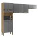 Armário de Cozinha Compacta 251cm Louis Plus Freijó/Gris Z06 - Mpozenato
