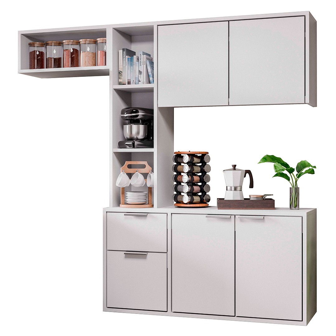 Armário de Cozinha Compacta Suspensa Vieira M24 Branco - Mpozenato