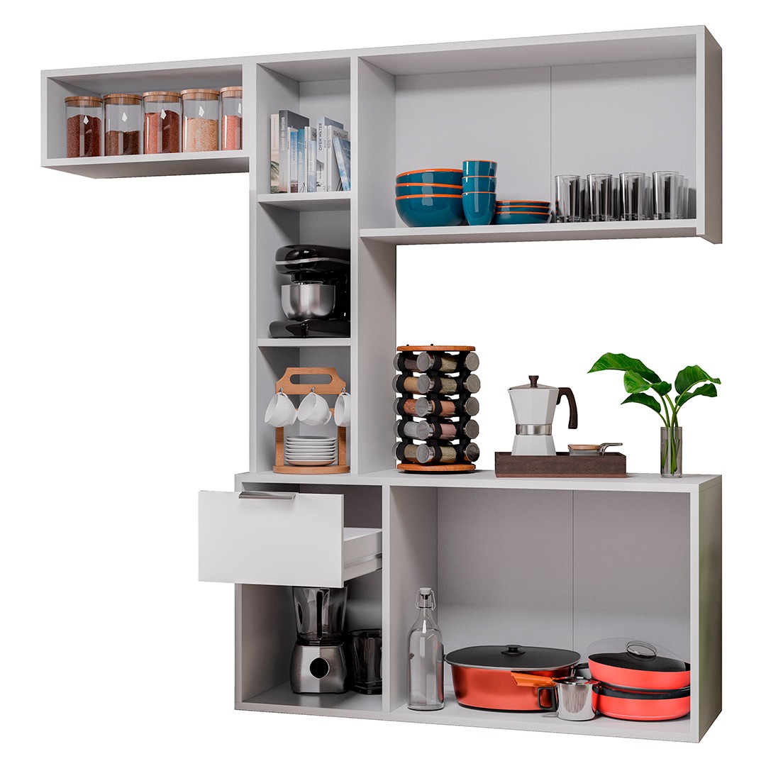 Armário de Cozinha Compacta Suspensa Vieira M24 Branco - Mpozenato