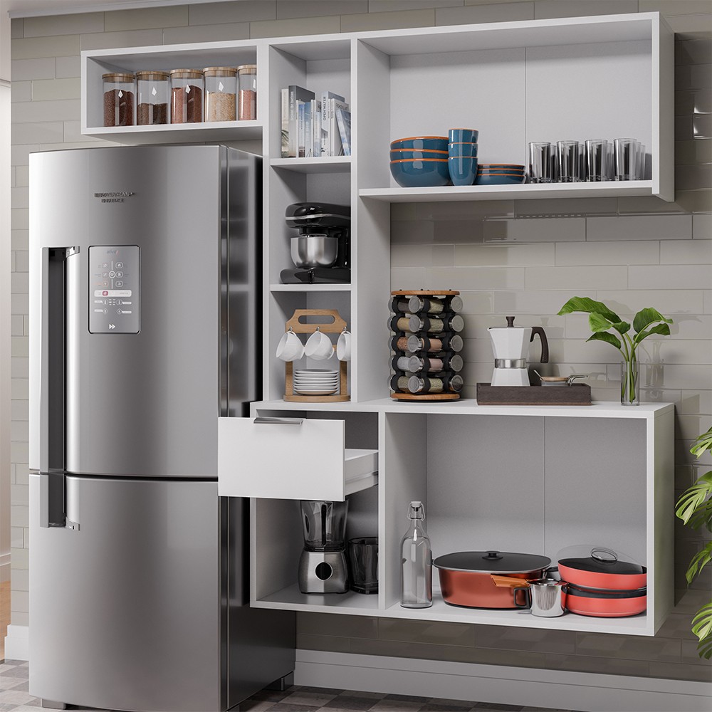 Armário de Cozinha Compacta Suspensa Vieira M24 Branco - Mpozenato