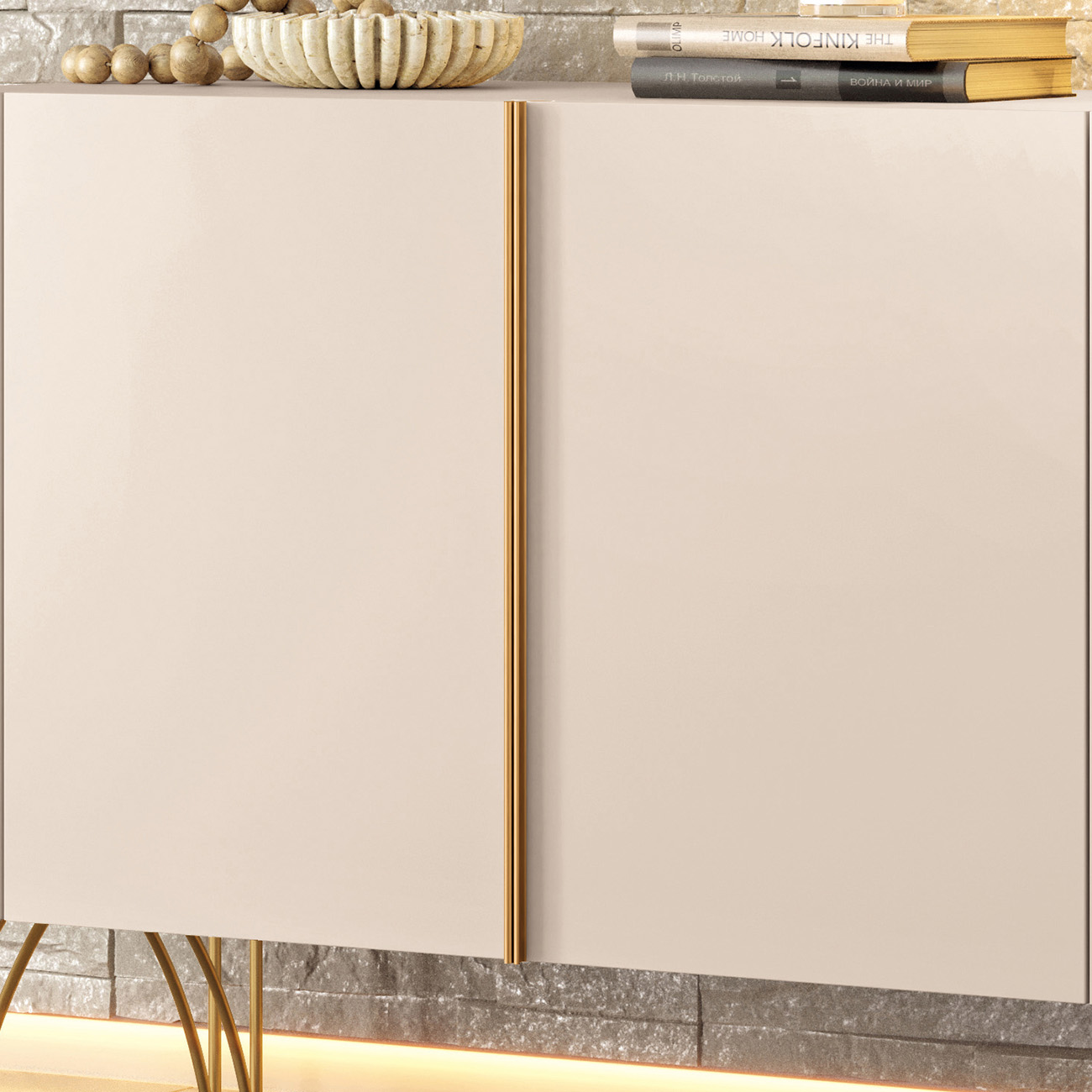 Balcão Aparador Buffet 2 Portas Pé Metal Benvy H01 Off White - Mpozenato