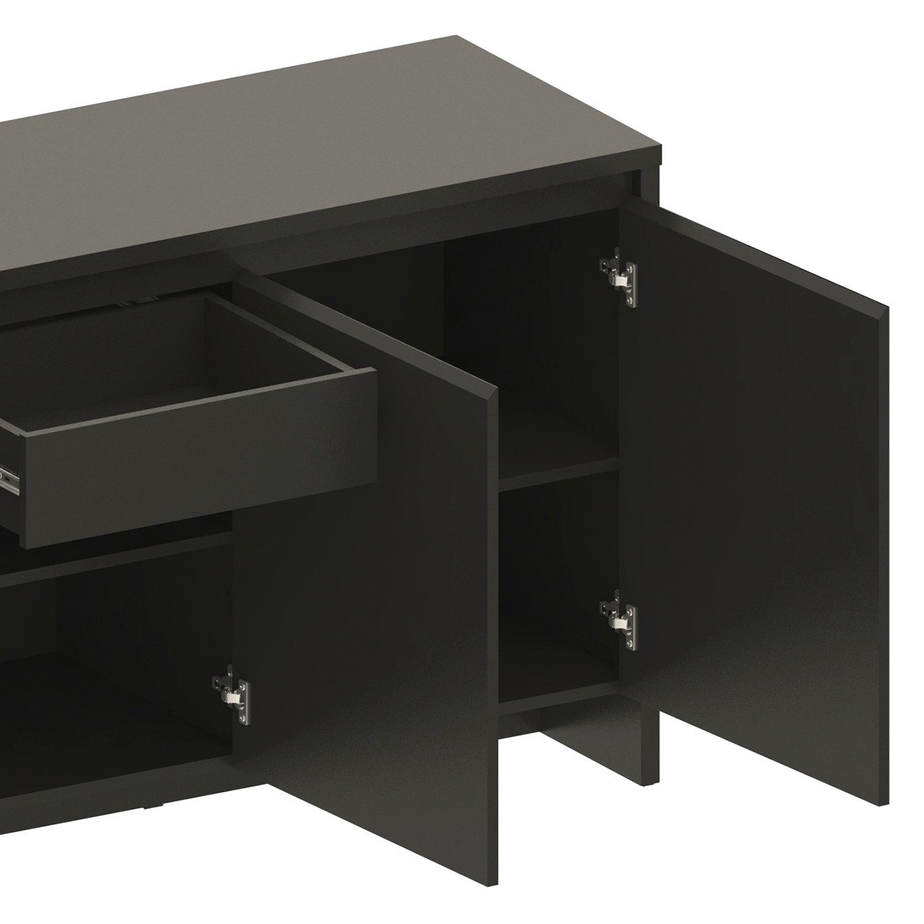 Balcão Aparador Buffet 3 Portas Madrid C14 Preto - Mpozenato