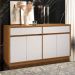 Balcão Aparador Buffet 4 Portas 2 Gavetas 100% MDF Anne N02 Ypê/Off White - Mpozenato