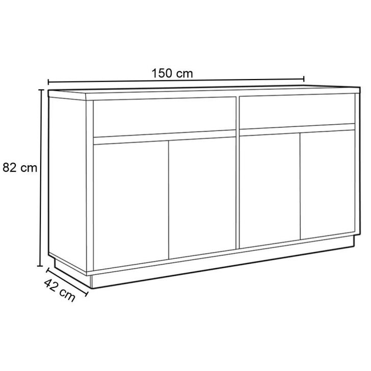 Aparador Buffet Balcão 4 Portas Multiuso Organizador Mdf Design