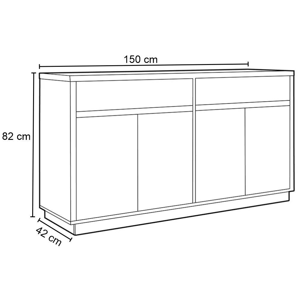 Balcão Aparador Buffet 4 Portas 2 Gavetas 100% MDF Anne N02 Ypê/Off White - Mpozenato