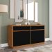 Balcão Aparador Buffet 4 Portas 2 Gavetas 100% MDF Anne N02 Ypê/Preto - Mpozenato