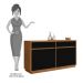 Balcão Aparador Buffet 4 Portas 2 Gavetas 100% MDF Anne N02 Ypê/Preto - Mpozenato