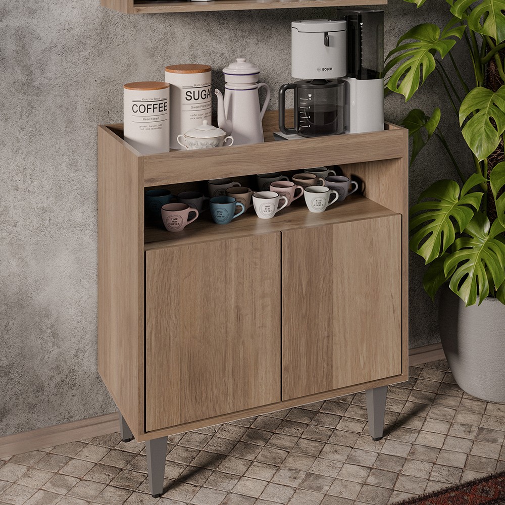 Balcão Aparador Buffet Cantinho do Café 71cm Lice Z34 Freijó - Mpozenato