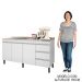 Balcão Gabinete Com Pia 160cm 3 Portas Karen P14 Branco - Mpozenato