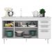 Balcão Gabinete Lis com Pia Inox 150cm 4 Portas Branco - Mpozenato