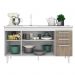 Balcão Gabinete Lis com Pia Inox 150cm 4 Portas Branco/Castanho - Mpozenato