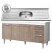 Balcão Gabinete Lis e Pia Inox 150cm 4 Portas L03 Lis - Mpozenato