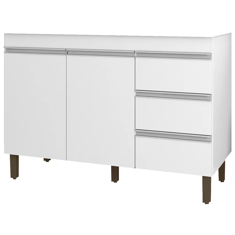 Balcão Gabinete Para Pia 120cm Sem Tampo 2 Portas Karen P14 Branco - Mpozenato