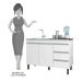 Balcão Gabinete Para Pia 120cm Sem Tampo 2 Portas Karen P14 Branco - Mpozenato