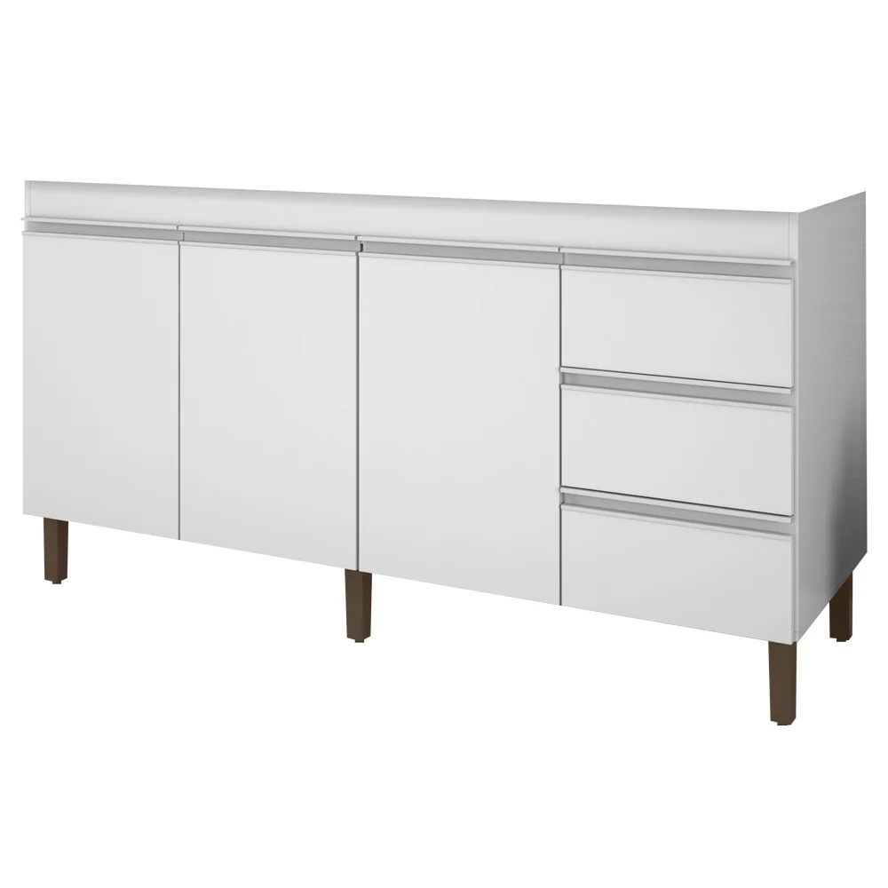 Balcão Gabinete Para Pia 160cm Sem Tampo 3 Portas Karen Z49 Branco - Mpozenato
