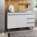 Balcão Gabinete com Pia Inox 120cm 2 Portas 3 Gavetas Andréia Branco - AJL Móveis