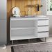 Balcão Gabinete com Pia Inox 120cm 2 Portas 3 Gavetas Andréia Branco - AJL Móveis