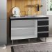 Balcão Gabinete com Pia Inox 120cm 2 Portas 3 Gavetas Andréia Preto Total - AJL Móveis