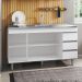 Balcão Gabinete com Pia Inox 150cm 3 Portas 3 Gavetas Andréia Branco - AJL Móveis