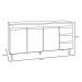 Balcão Gabinete com Pia Inox 150cm 3 Portas 3 Gavetas Andréia Preto Total - AJL Móveis