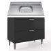Balcão de Cozinha Com Pia Inox 100cm Pérola Z34 Preto       - Mpozenato