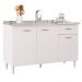 Balcão de Cozinha Com Pia Inox 120cm Classic P11 Branco - Mpozenato